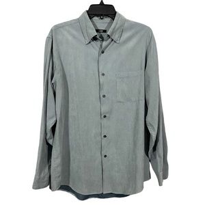 Alfani Full Button Suade Long Sleeve Collard Shirt Size Medium